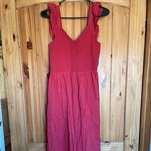 Old Navy Smocked Red Midi Dress Small Tall NWT